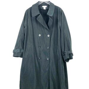 Jessica London Trench Coat Women's 20W Black Raincoat Removable Winter Lining